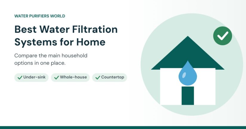 Illustration of a house with a water drop and a check mark