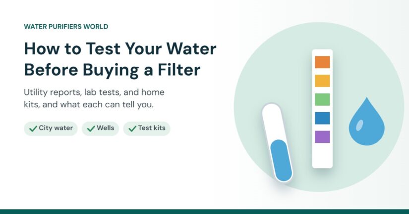 Illustration of a water test tube and a color test strip