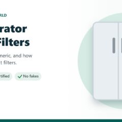 Illustration of a refrigerator with a water dispenser and a filter cartridge