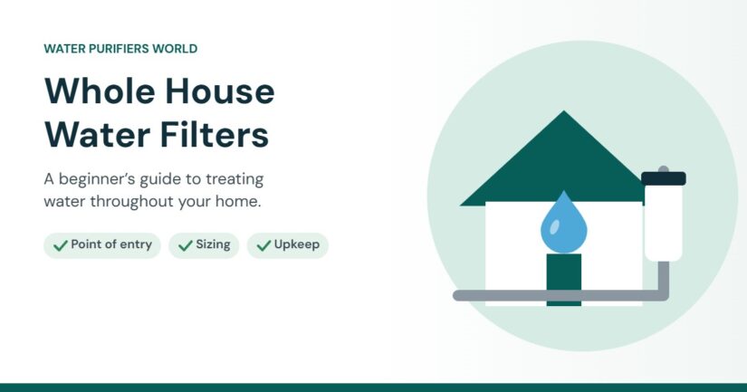 Illustration of a house connected to a whole-house water filter